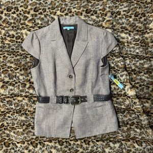 NWT ANTONIO MELANI Brown Short Sleeve Blazer with Belt